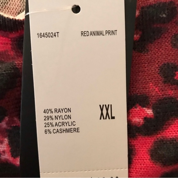 NWT Two Twenty Five -Red Leopard Cashmere Blend XXL - Picture 4 of 4